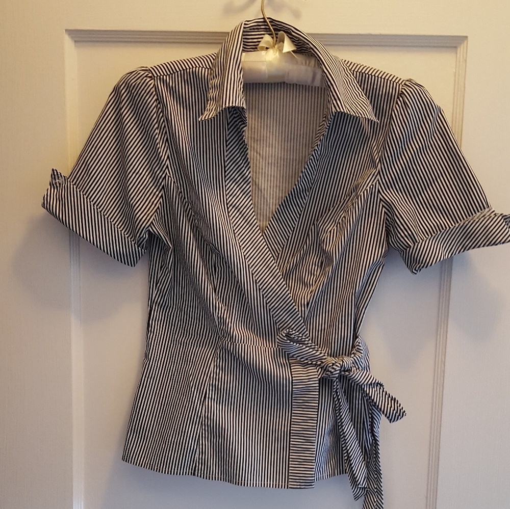 Guess crisp black and white stripe shirt